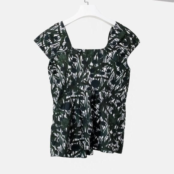 Marni Dark Green Top Painted Leaves - Picture 2 of 9